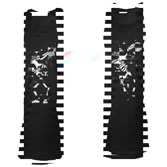 Dancing Dabbing Skeleton 4Th Of July American Flag Skellies Dancing Tank Top | Mazezy
