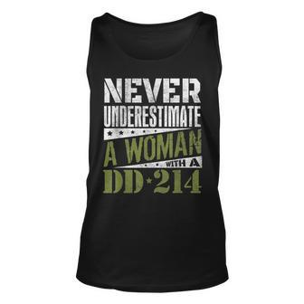 Dd214 Never Underestimate A Woman With Dd214 Veteran Veteran Tank Top | Mazezy