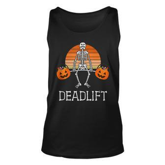 Deadlift Funny Halloween Skeleton Candy Buckets Gym Workout Gift For Women Unisex Tank Top - Thegiftio UK