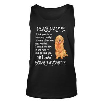 Dear Daddy Golden Retriever Dog Dad Fathers Day Unisex Tank Top - Monsterry CA
