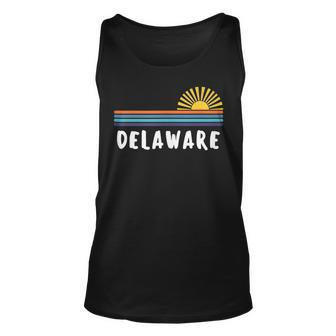 Delaware Home State Pride Retro Vintage Sunrise Unisex Tank Top | Mazezy