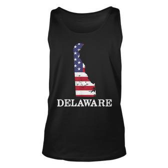 Delaware Map State American Flag 4Th Of July Pride Unisex Tank Top | Mazezy