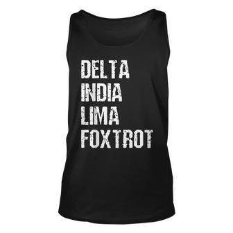 Delta India Lima Foxtrot Dilf Father Dad Funny Joking Unisex Tank Top | Mazezy