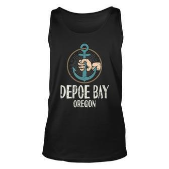 Depoe Bay Oregon Boat Anchor Distressed Unisex Tank Top | Mazezy