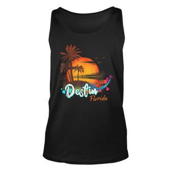 Destin Florida Beach Summer Vacation Palm Trees Sunset Men Florida & Merchandise Tank Top | Mazezy