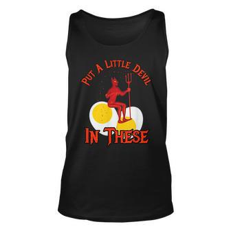 Deviled Eggs Devil Funny Holiday Egg Joke Foodie Gift Unisex Tank Top | Mazezy