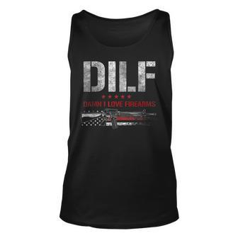 Dilf - Damn I Love Firearms Unisex Tank Top | Mazezy