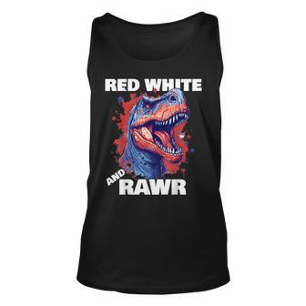 Dinosaur Red White Rawr American Flag 4Th Of July T Rex Boy Tank Top | Mazezy