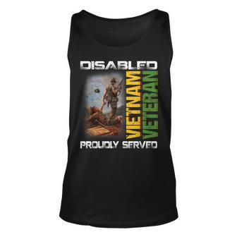 Disabled Vietnam Veteran Proudly Served Nam Fathers Day Unisex Tank Top | Mazezy