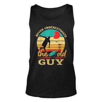 Disc Golf Never Underestimate The Old Guy Vintage Funny Gift For Mens Unisex Tank Top - Seseable