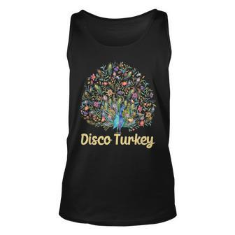 Disco Turkey Funny Peacock Feathers Fancy Thanksgiving Day Unisex Tank Top - Monsterry