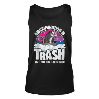 Discrimination Is Trash Opossum Bisexual Pride Bi Pride Unisex Tank Top | Mazezy
