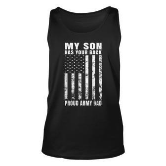 Distressed Patriotic American Flag Proud Army Dad Unisex Tank Top | Mazezy