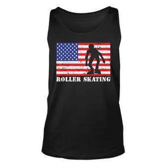 Distressed Roller Skating Usa American Flag Vintage Skater Usa Tank Top | Mazezy