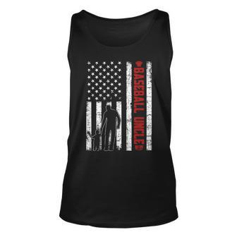 Distressed Usa American Flag Baseball Uncle Fathers Day Unisex Tank Top | Mazezy