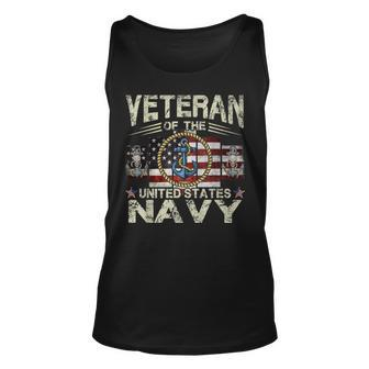 Distressed Veteran Us Navy Anchor With Rope Unisex Tank Top | Mazezy