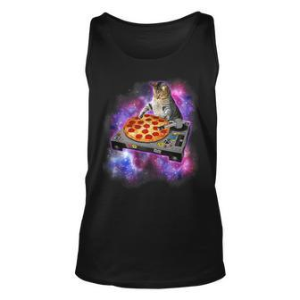 Dj Cat Eats Pizza In Galaxy Gift For Women Unisex Tank Top - Thegiftio UK