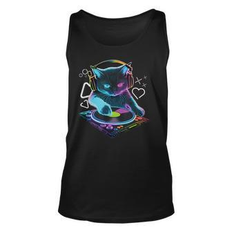 Dj Cat Funny House Music Cat Music Lover Unisex Tank Top | Mazezy