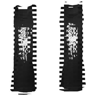 Dog Akita Silhoutte Of An Akita Dog With American Flag Background Unisex Tank Top - Monsterry