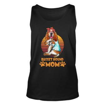 Dog Basset Hound Vintage Bandana Basset Hound Mama For Dog Mom Unisex Tank Top - Monsterry