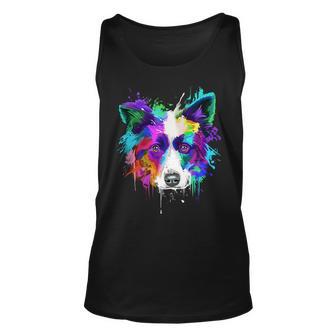 Dog Border Collie Splash Gift For Dog Lovers Unisex Tank Top - Monsterry