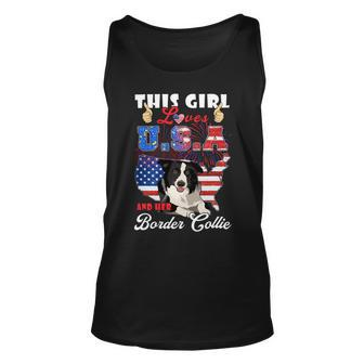 Dog Border Collie This Girl Loves Usa And Her Dog 4Th Of July Border Collie Unisex Tank Top - Monsterry DE