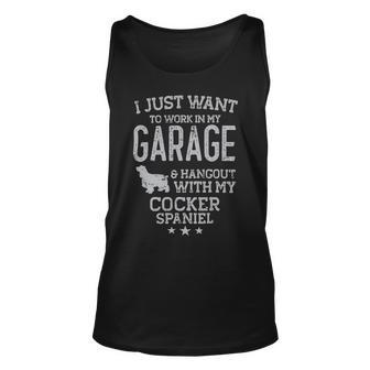 Dog Cocker Spaniel Dad Car Garage Hangout Men Unisex Tank Top - Monsterry