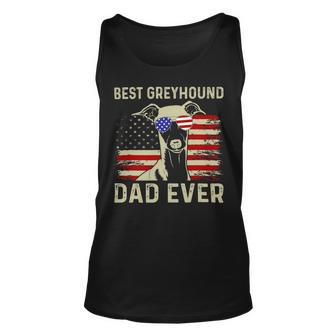 Dog Grayhound Best Dog Dad Ever Usa Flag Dad Joke Greyhound 4Th Of July Unisex Tank Top - Monsterry DE