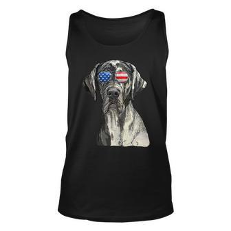 Dog Great Dane Sunglasses American Usa Flag 4Th Of July Fourth Unisex Tank Top - Monsterry AU