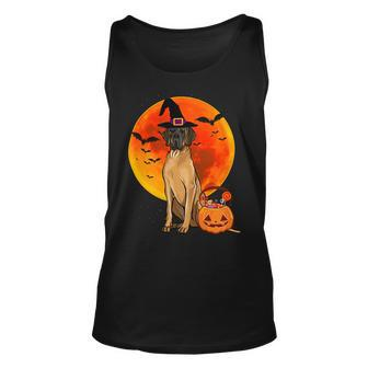 Dog Halloween Brown Great Dane Jack O Lantern Pumpkin Unisex Tank Top - Monsterry