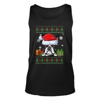 Dog Lovers Boston Terrier Santa Hat Ugly Christmas Sweater Tank Top - Monsterry CA