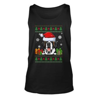 Dog Lovers Saint Bernard Santa Hat Ugly Christmas Sweater Tank Top - Monsterry DE