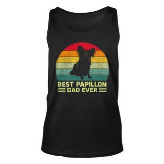 Dog Papillon Mens Funny Vintage Best Papillon Dad Ever Fathers Day Unisex Tank Top - Monsterry AU