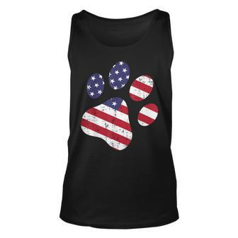 Dog Paw Print American Flag Usa Cute 4Th Of July Fourth Dogs Unisex Tank Top - Monsterry