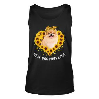Dog Pomeranian Mom Sunflower Dog Mom Women Unisex Tank Top - Monsterry