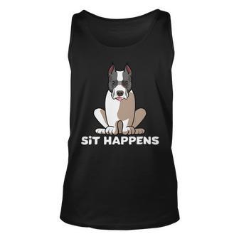 Dog Staffordshire Sit Happens Funny Staffordshire Bull Terrier Dog Lover Unisex Tank Top - Monsterry