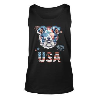 Dog With Usa Letters 4Th Of July Patriotic Unisex Tank Top - Monsterry