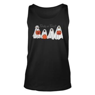 Dogs In Ghost Costume Trick Or Treat Halloween Tank Top - Monsterry