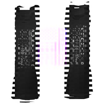 Domestic Violence Strong Survivor Purple American Flag Gift Gift For Women Unisex Tank Top - Thegiftio