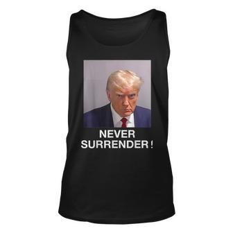 Donald Trump Never Surrender Shot August 24 2023 Tank Top - Thegiftio UK