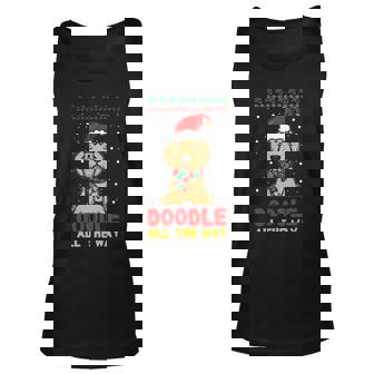 Doodle All The Way Funny Goldendoodle Santa Hat Christmas Unisex Tank Top - Monsterry
