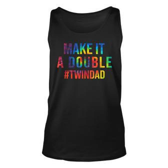 Make It A Double Twin Dad Expecting Twins Baby Announcement Tank Top | Mazezy CA