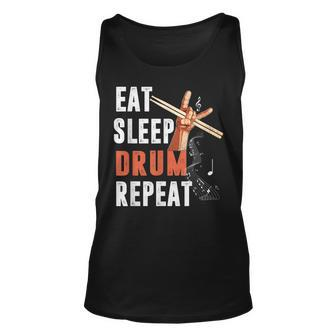 Drummer Eat Sleep Drum Repeat Drum Kit Musician Gifts Unisex Tank Top | Mazezy AU