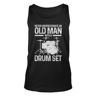 Drummer Never Underestimate An Old Man With A Drum Set Old Man Tank Top | Mazezy