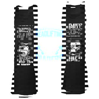 Dumbbell Barbell Diapers Father Fitness Gender Reveal Gift Unisex Tank Top | Mazezy