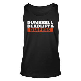 Dumbbell Deadlift & Diapers Pregnancy Announcement Unisex Tank Top - Seseable