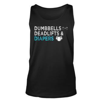 Dumbbells Deadlifts Diapers Bodybuilder Gym Father Unisex Tank Top | Mazezy