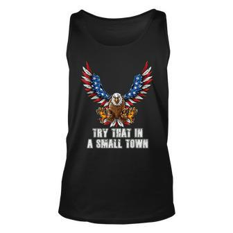 Eagle American Flag Vintage Retro Try That In My Town Tank Top | Mazezy