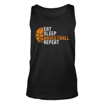 Eat Sleep Basketball Repeat Fun Basketball Player Coach Tank Top - Seseable