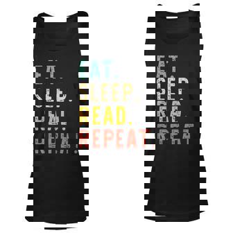 Eat Sleep Read Repeat Book Reading Reader Retro Vintage Reading Tank Top | Mazezy